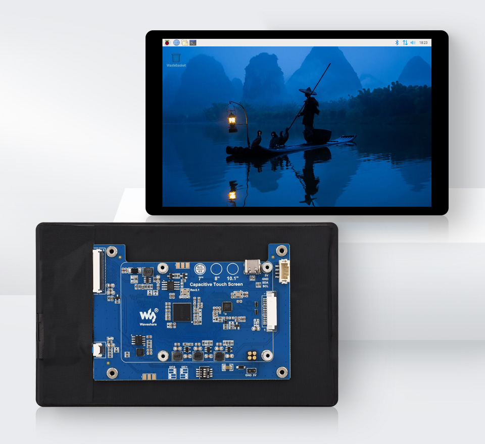 7inch DSI capacitive touch display, front and back view