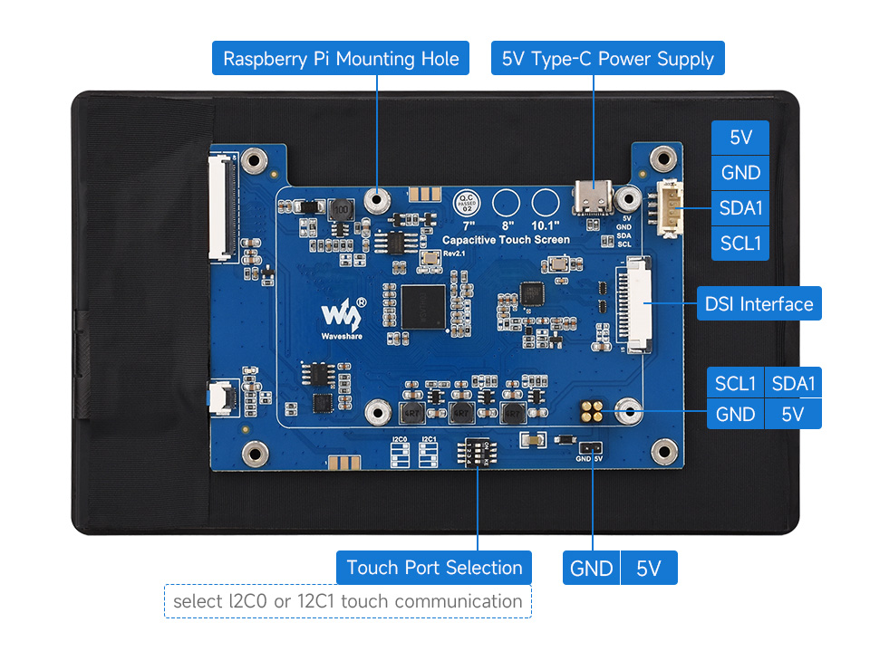 7inch DSI capacitive touch display, interface introduction