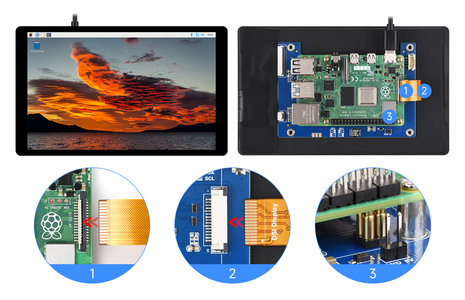 7inch DSI capacitive touch display, working with Raspberry Pi 4B