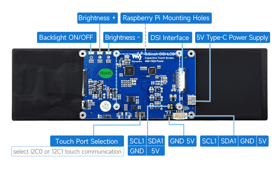 8.8inch DSI capacitive touch display, interface introduction