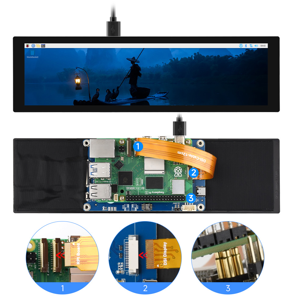 8.8inch DSI capacitive touch display, working with Raspberry Pi 5