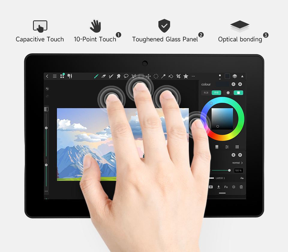 Industrial HMI all-in-one touch display for Raspberry Pi 5, 10-Point capacitive touch