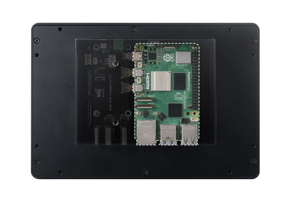 Industrial HMI all-in-one touch display for Raspberry Pi 5, optional for Raspberry Pi 5