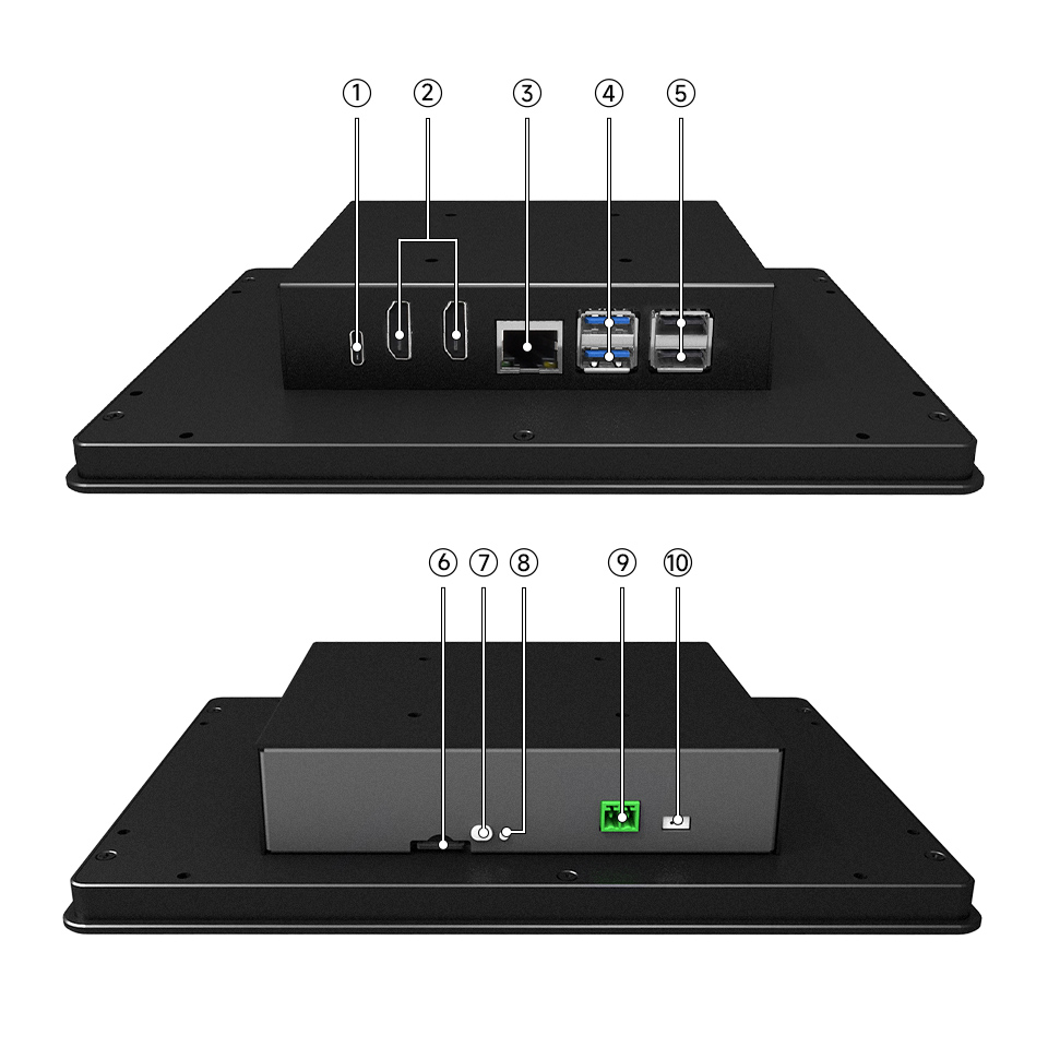 Industrial HMI all-in-one touch display for Raspberry Pi 5, interface introduction