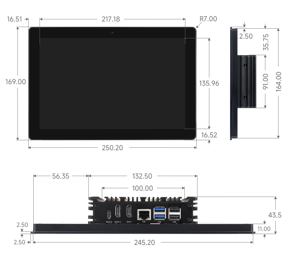 10.1inch version dimensions