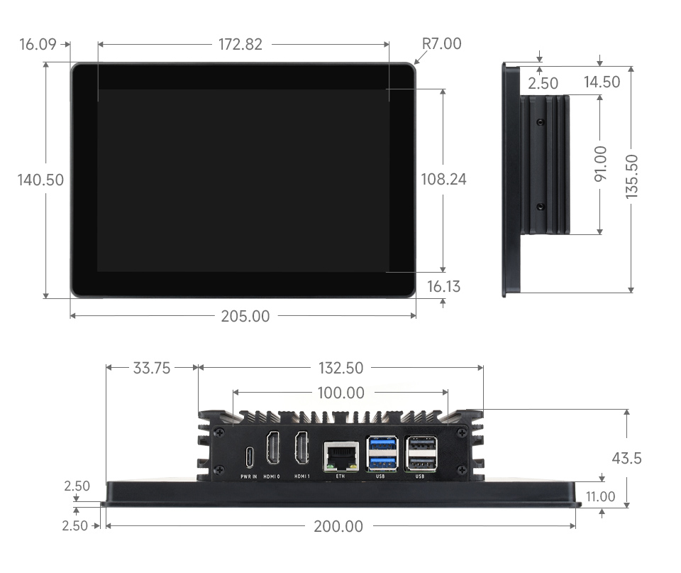 8inch version dimensions