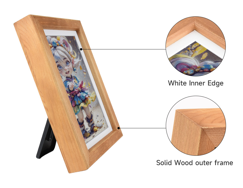 7.3inch E6 Full color E-Paper PhotoPainter (B), with solid wood photo frame