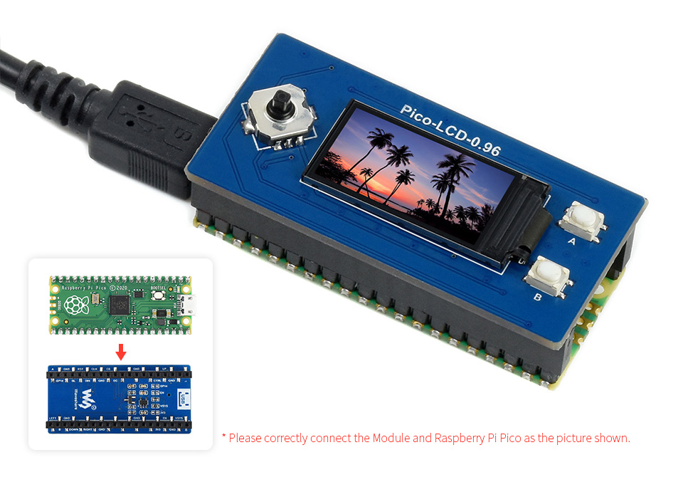 096inch Lcd Display Module For Raspberry Pi Pico 65k Colors 160×80 Spi 6028