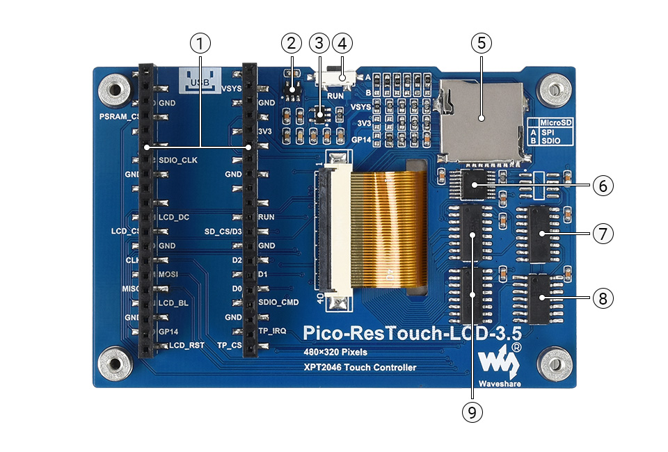 Raspberry Pi Pico用 3.5インチ タッチディスプレイ 480×320 — スイッチサイエンス