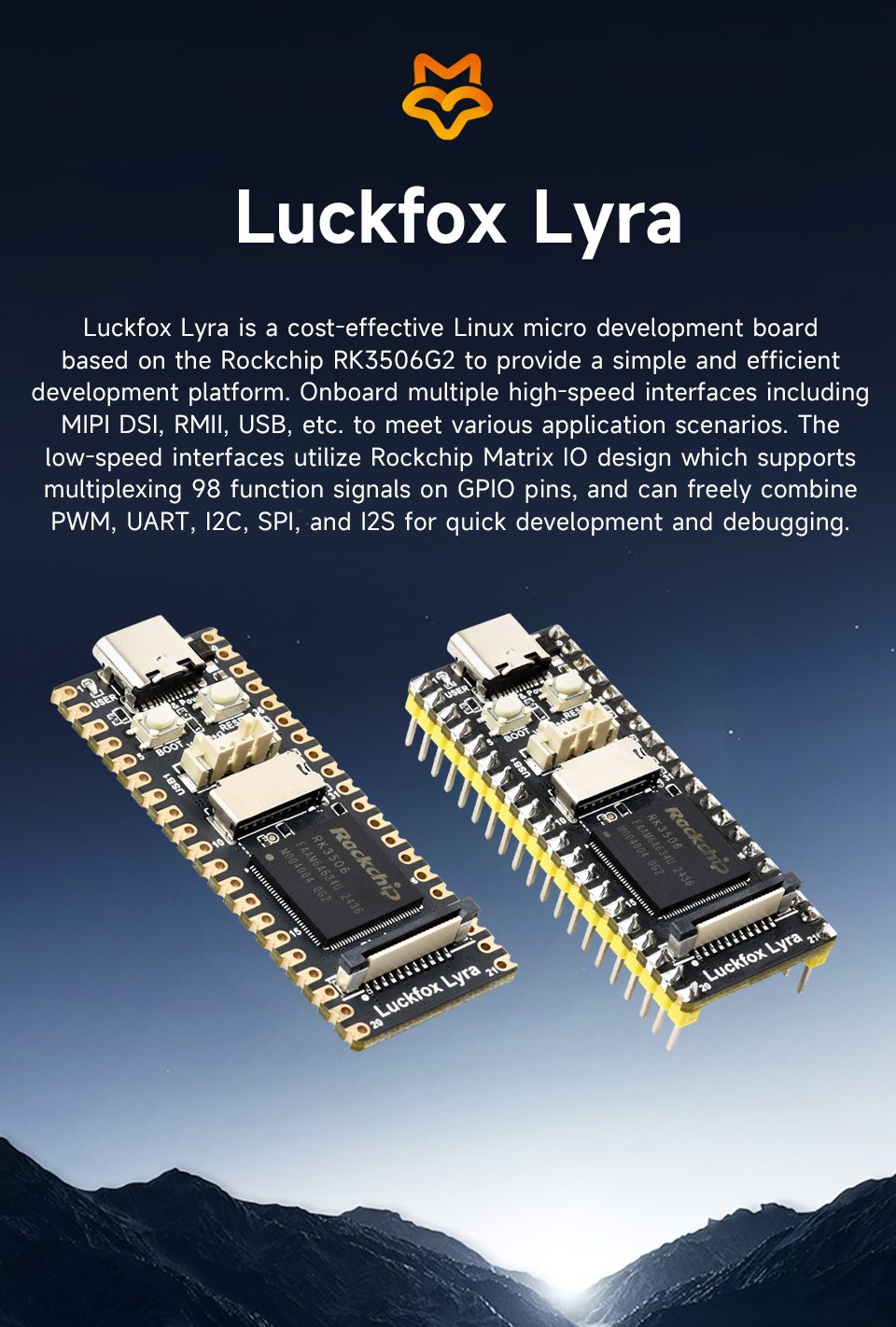 Luckfox Lyra RK3506G2 Linux Micro Development Board, front view