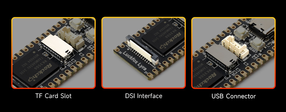 Luckfox Lyra RK3506G2 Linux Micro Development Board, integrates TF card slot, DSI interface and USB connector