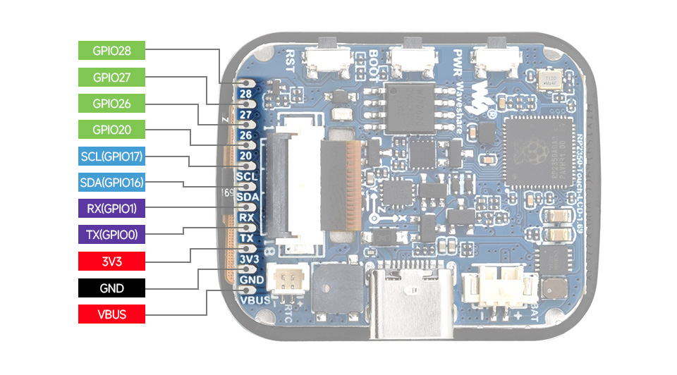 RP2350 1.69inch display development board, pin definition