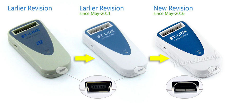 ST-LINK revisions comparing