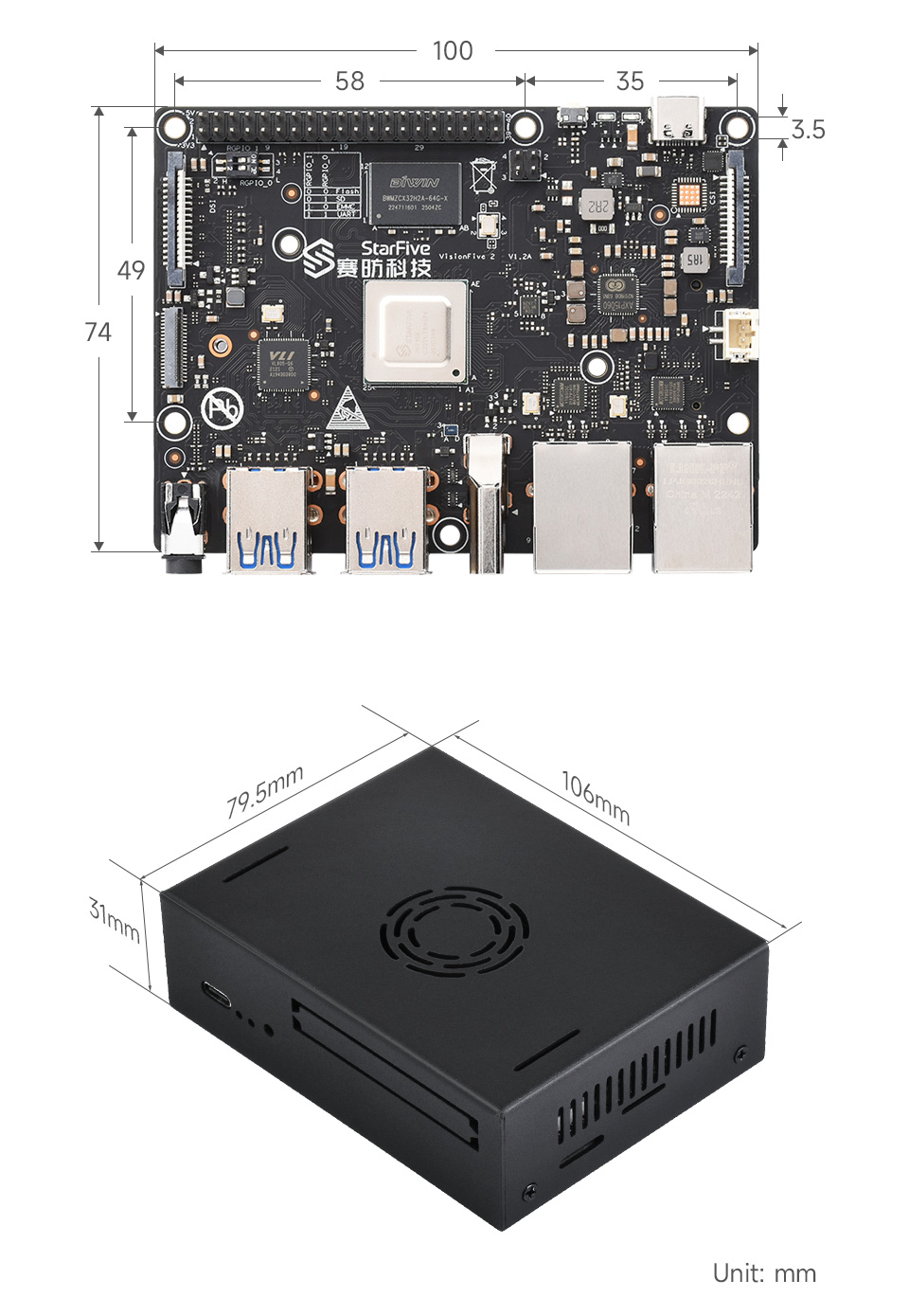 VisionFive2 RISC-V Single Board Computer, StarFive JH7110 