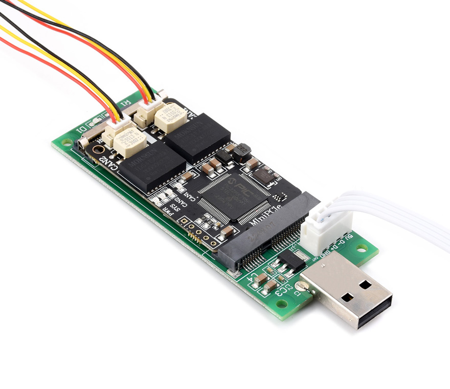 MiniPCIe interface to 2-CH CAN adapter, product show