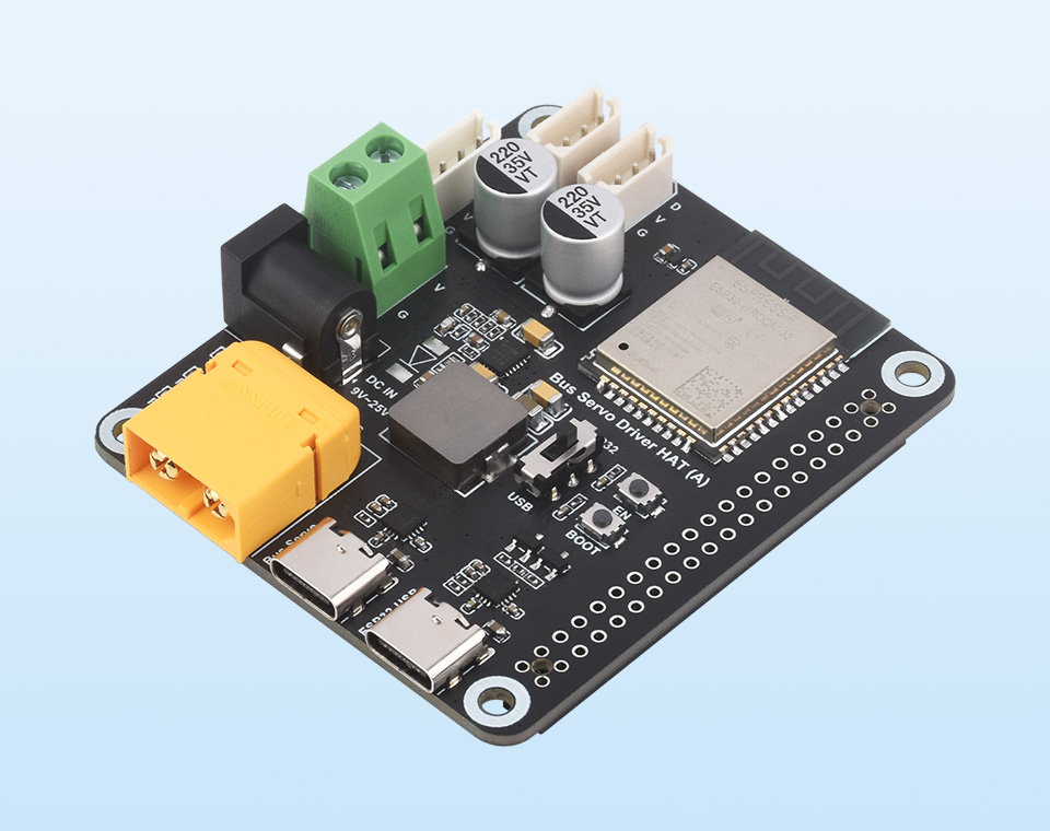 Serial Bus Servo Driver HAT, front view