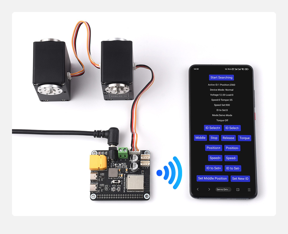 Serial Bus Servo Driver HAT, supports Wireless Control Mode