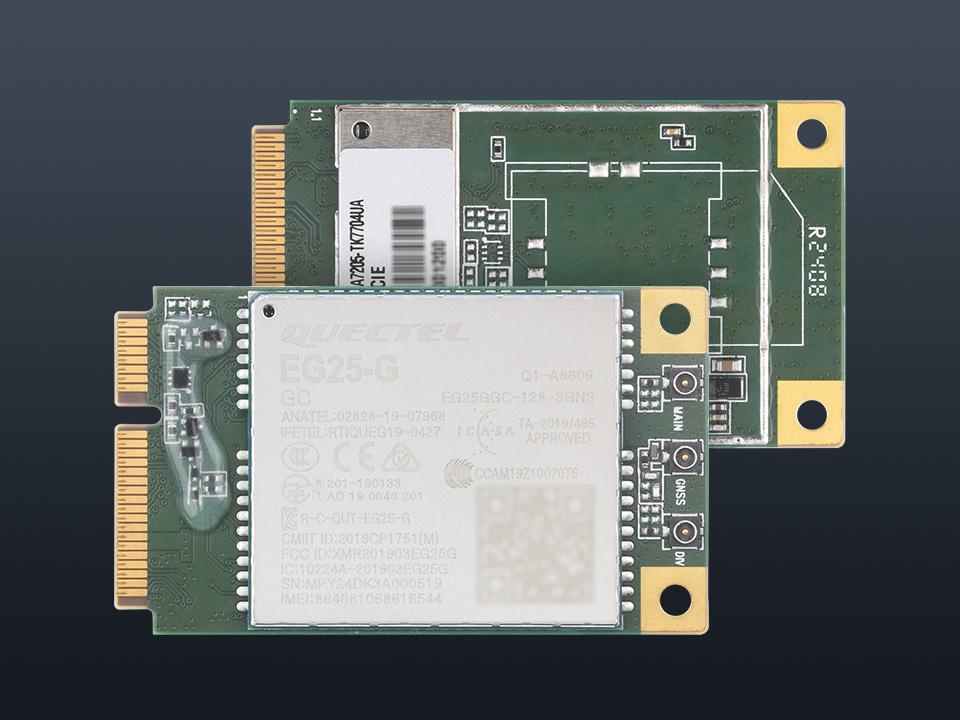 Quectel EG25-G mPCIe Module, front and back view