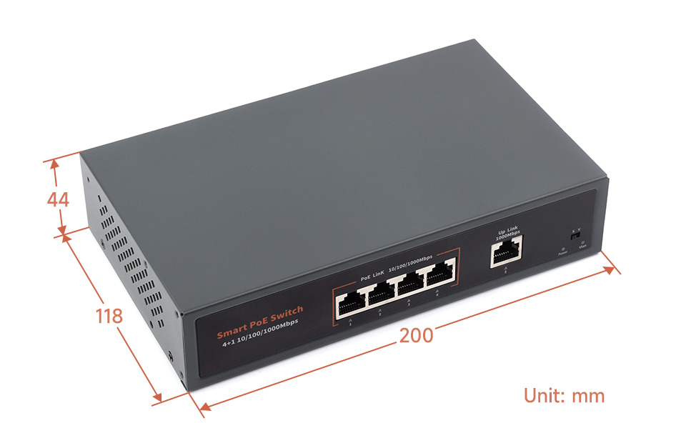 120W Gigabit Ethernet PoE Switch, outline dimensions