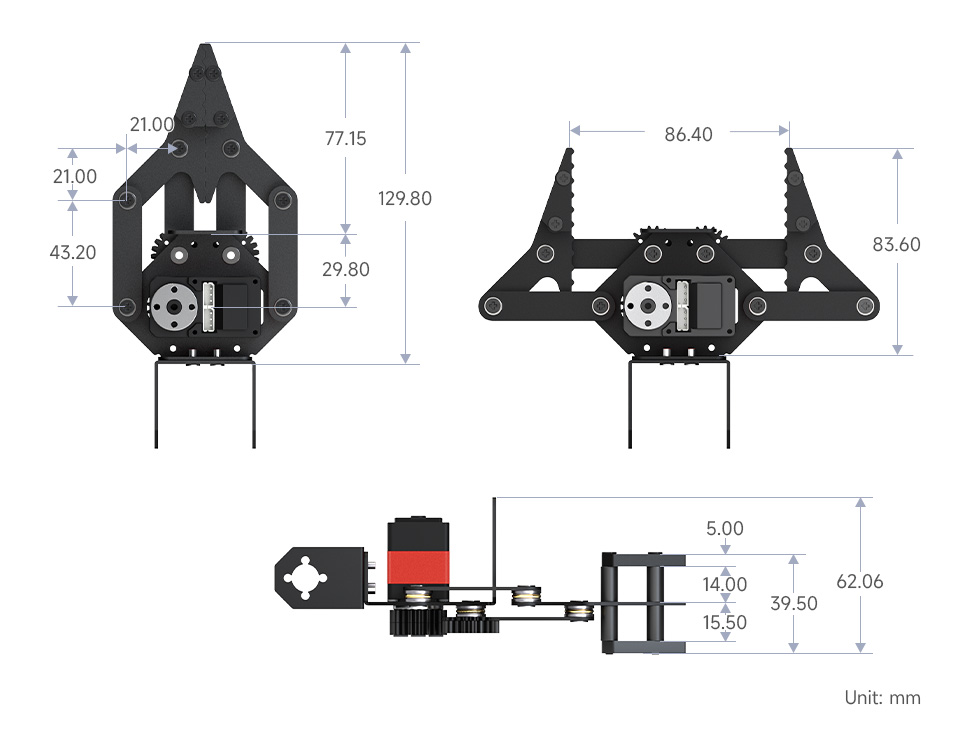 High-performance Robotic Arm Gripper, outline dimensions