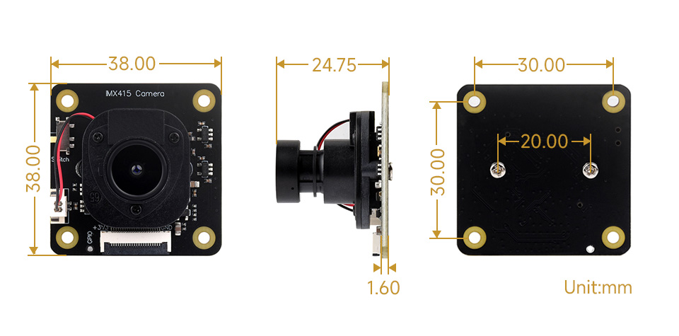 IMX415 8MP Camera Module, outline dimensions