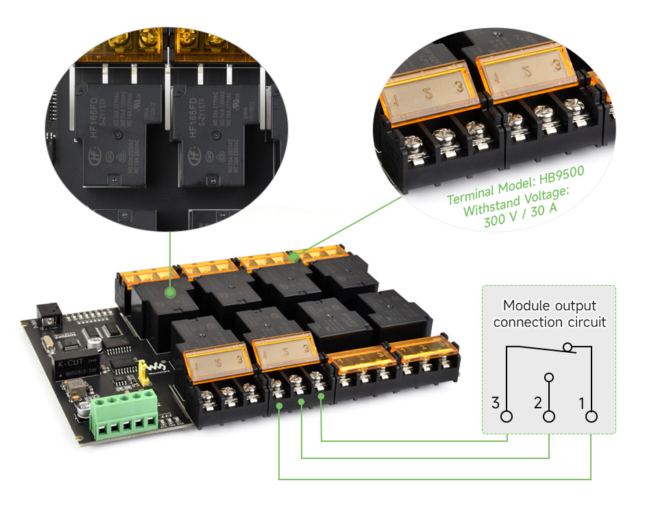 Industrial Modbus RTU 8-ch Relay Module (E), onboard high quality screw terminal