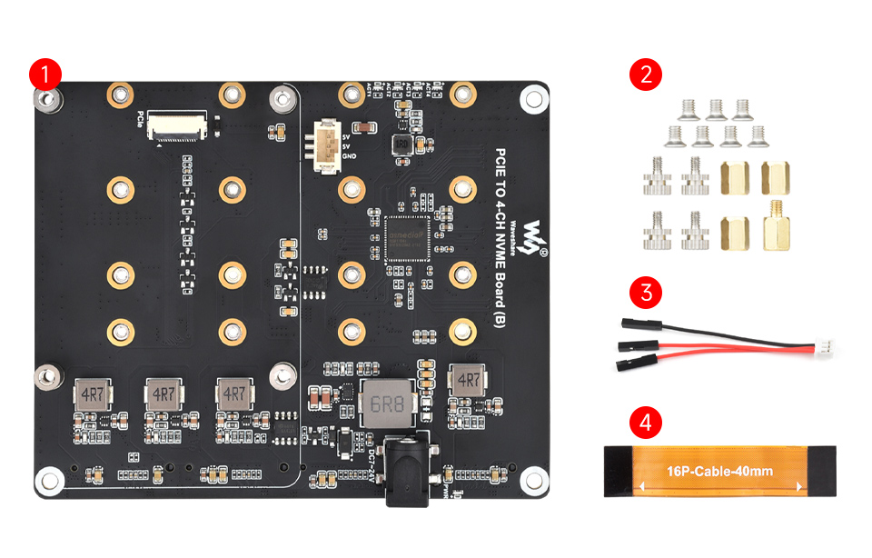 PCIE TO 4-CH NVME Board (B) NP