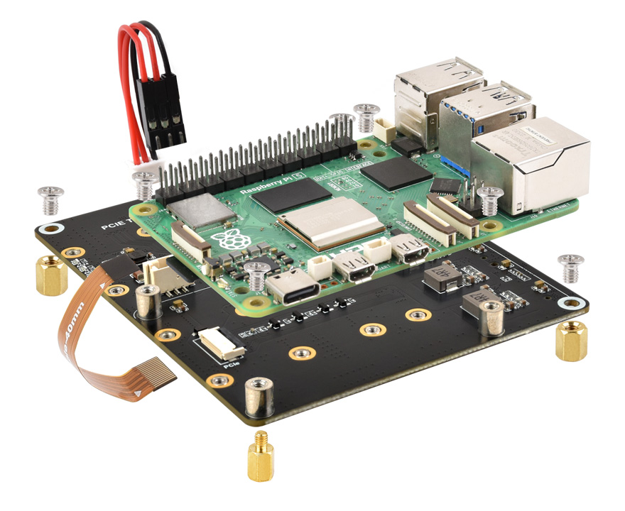 PCIe To 4-Ch M.2 Adapter Board for Raspberry Pi 5, how to install