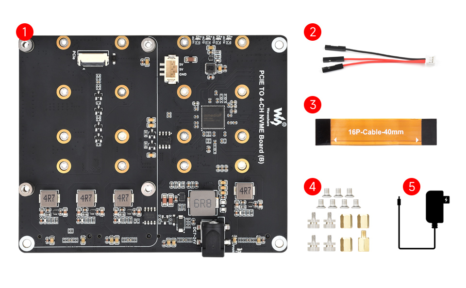 PCIE TO 4-CH NVME Board (B)