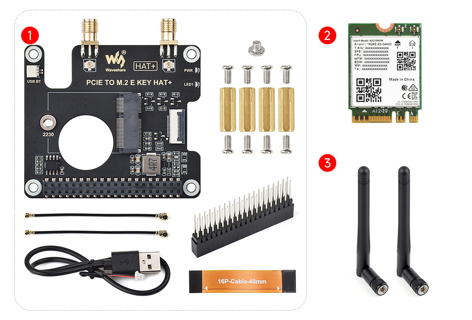 PCIE TO M.2 E KEY HAT+ Acce A