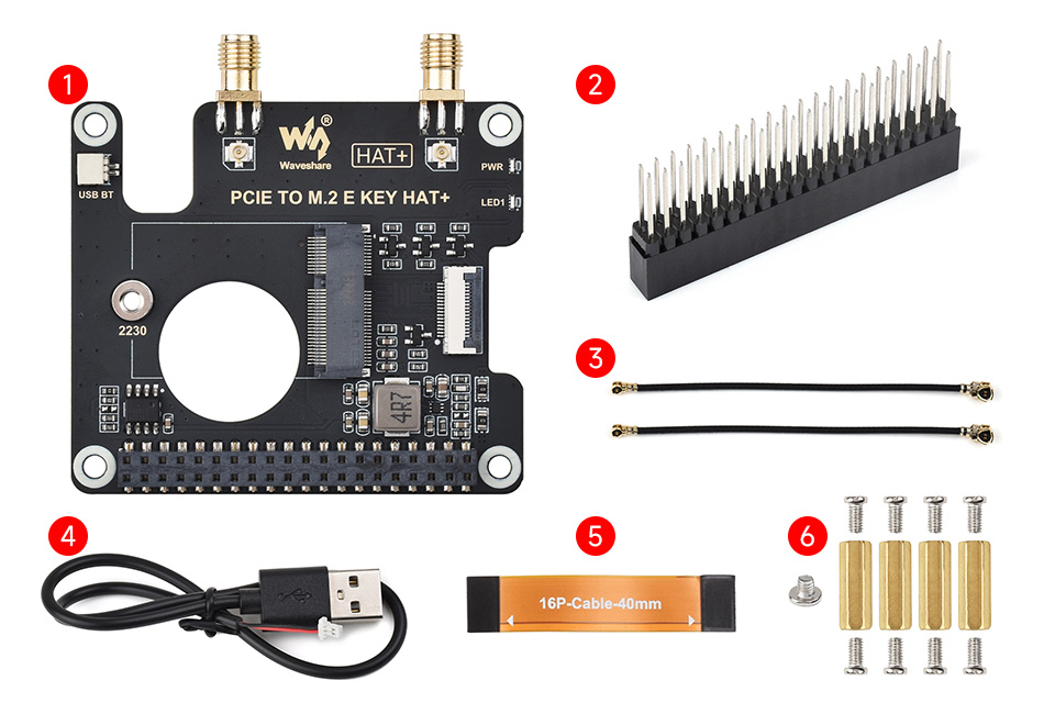 PCIE TO M.2 E KEY HAT+