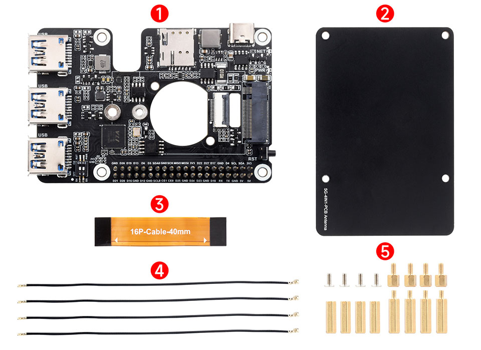 PCIe TO 4G/5G M.2 USB3.2 HAT+