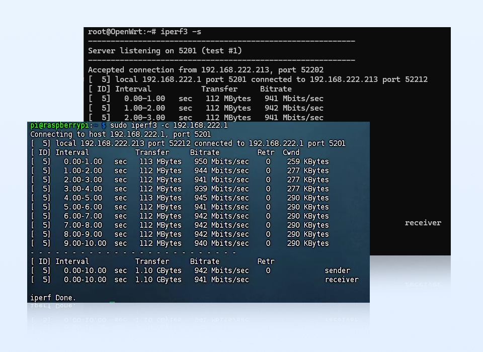 PCIe To Gigabit Ethernet And USB 3.2 Gen1 HAT for Raspberry Pi 5, network speed measurement