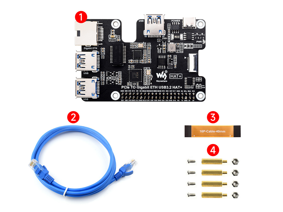 PCIe TO Gigabit ETH USB3.2 HAT+