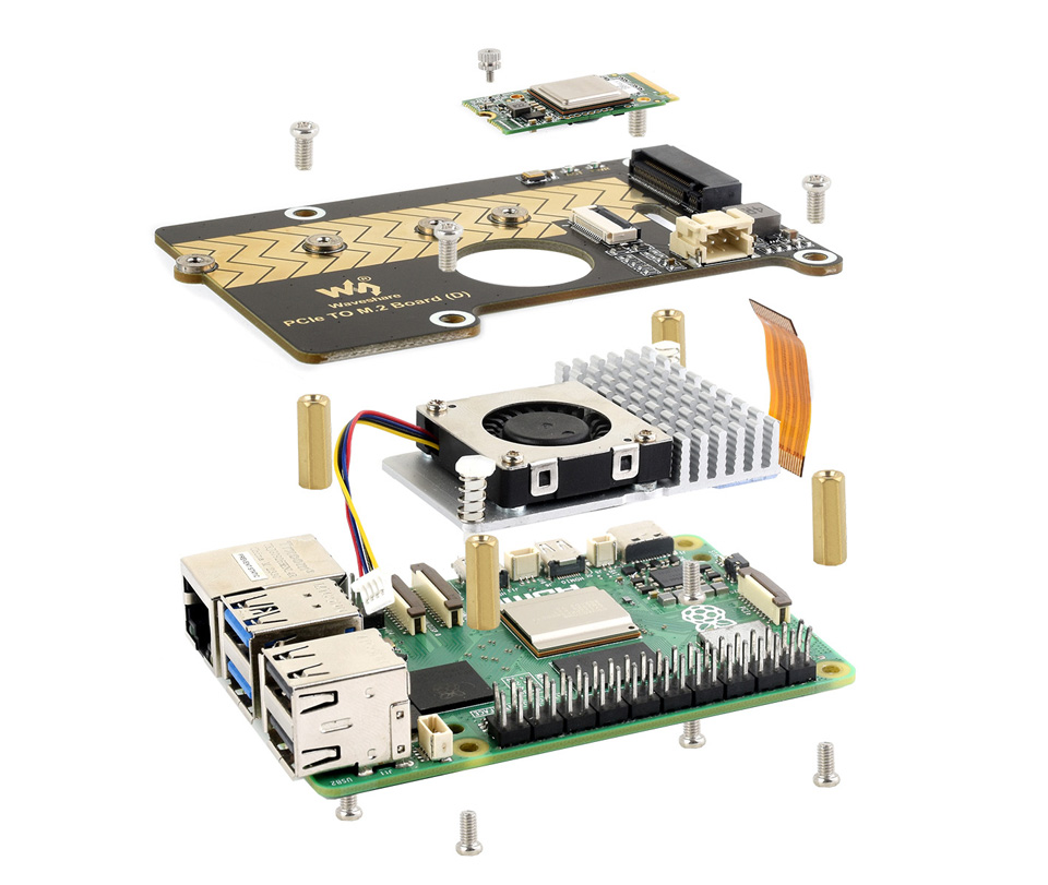 PCIe To M.2 Adapter Board for Raspberry Pi 5, how to install