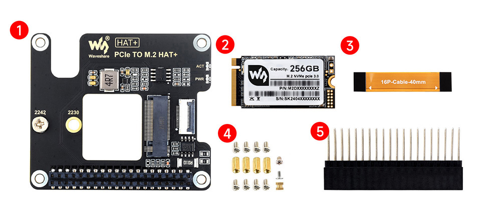 PCIe TO M.2 HAT+ Acce B kit