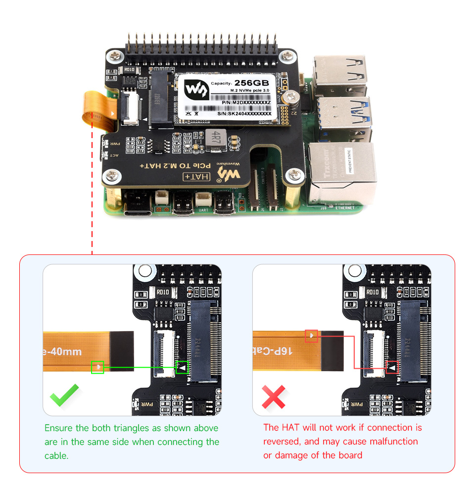 PCIe To M.2 Adapter for Raspberry Pi 5, Supports NVMe Protocol M.2