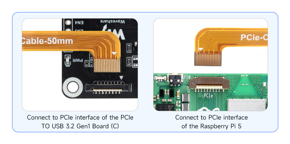 PCIe to 4-ch USB3.2 Gen1 Board (C), connecting to PI5