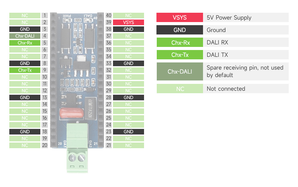 DALI2 expansion Module, pinout definition