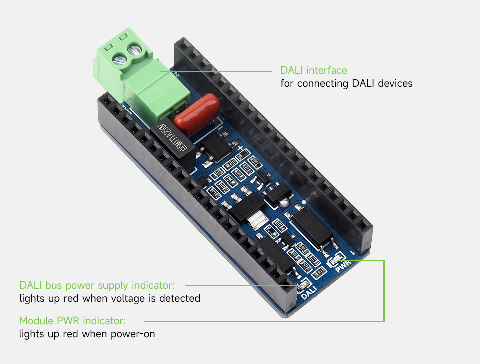 DALI2 expansion Module, onboard components