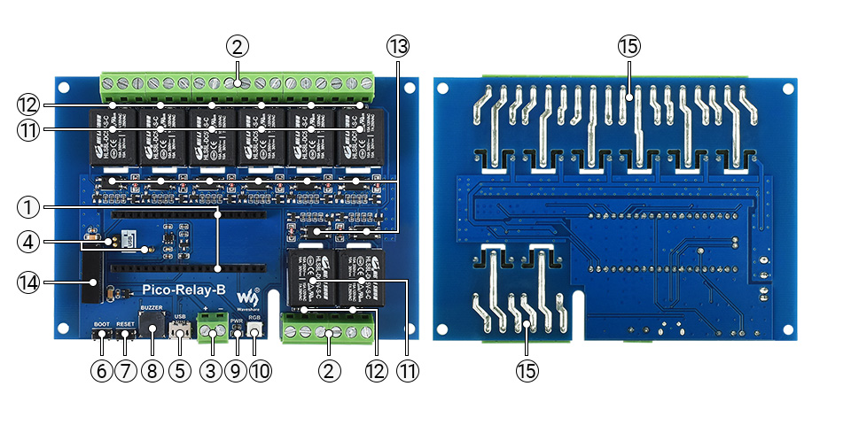 Industrial 8-Channel Relay Module For Raspberry Pi Pico, Power Supply