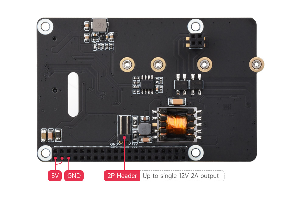 PCIe To M.2 with PoE HAT (B), onboard 5V & 12V header outputs