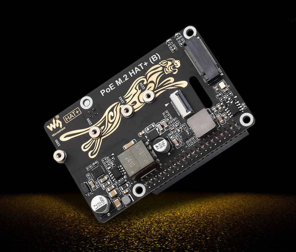 PCIe To M.2 with PoE HAT (B), adopts anti-Oxidation Immersion Gold Process