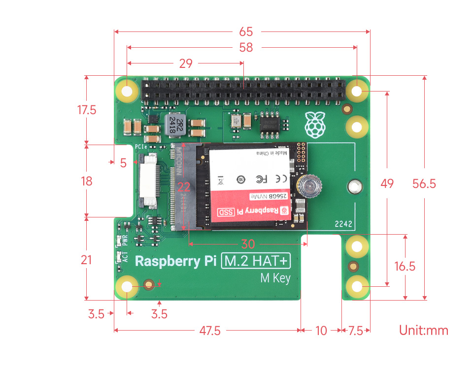 Raspberry Pi SSD Kit, outline dimensions