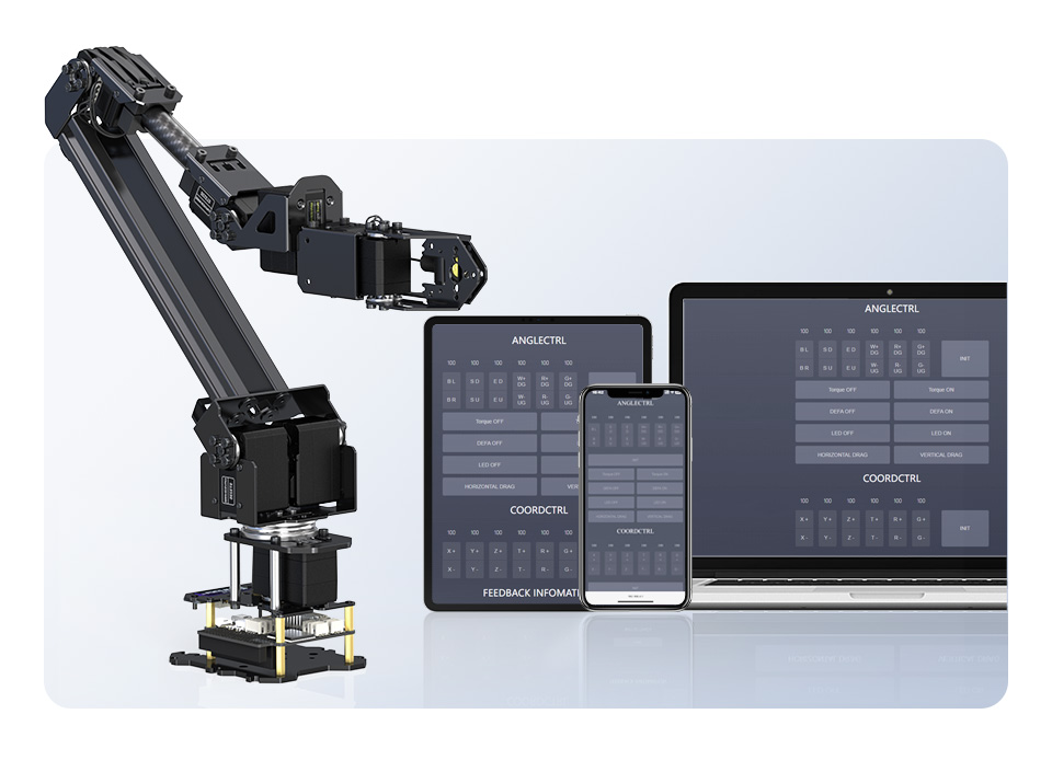 5 + 1 DOF High-Torque Serial Bus Servo Robotic Arm Kit, supports controlling via Web Application