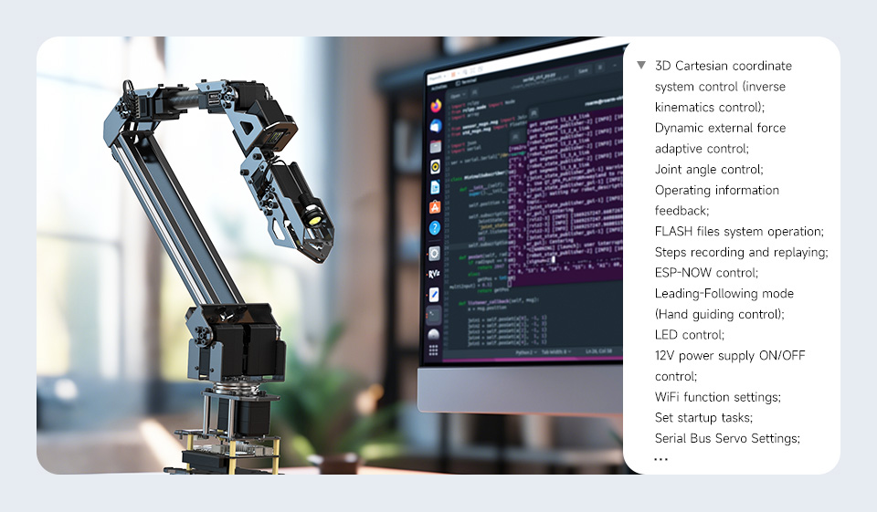 5 + 1 DOF High-Torque Serial Bus Servo Robotic Arm Kit, open source for secondary development