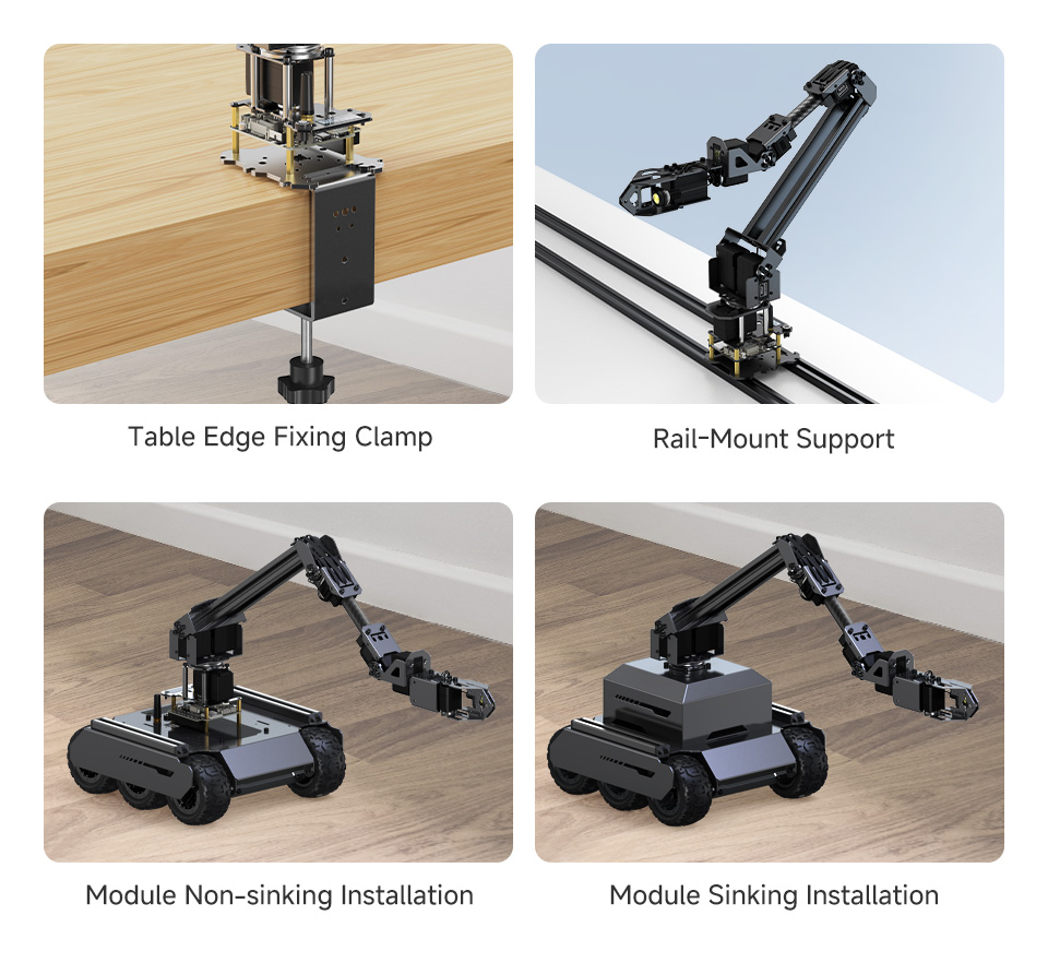 5 + 1 DOF High-Torque Serial Bus Servo Robotic Arm Kit, supports multiple installation methods