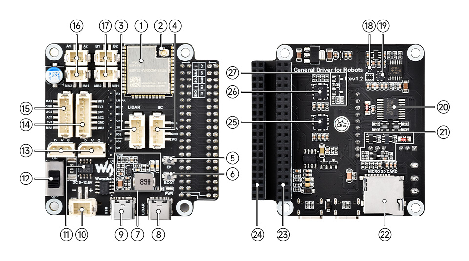 5 + 1 DOF High-Torque Serial Bus Servo Robotic Arm Kit, General Driver Board onboard components