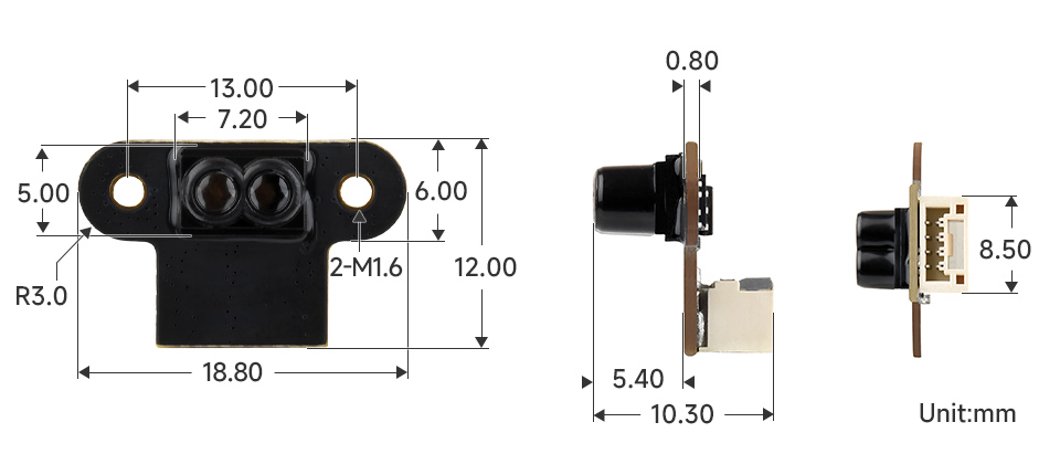 TOF Mini Laser Range Sensor, outline dimensions