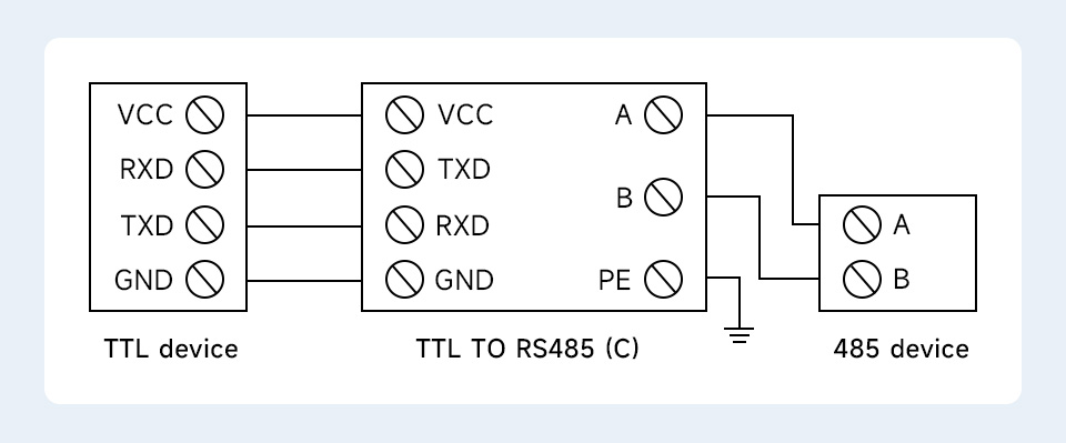 TTL To RS485 (C) converter, communication connection one
